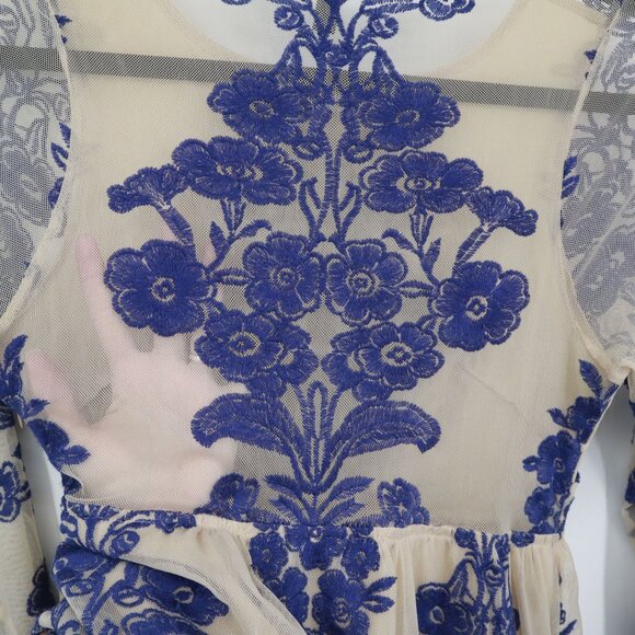 For Love & Lemons Temecula Mini Dress Womens XS Blue Boho Festival Feminine - Picture 16 of 16